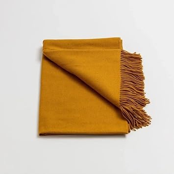Lincove Pure Cashmere-Merino Wool Blanket - Warm & Soft Throw Blanket - 74"x55" Comfortable and Cozy Throw Blankets for Couch, Sofa, or Chair - Lightweight and Classic Throws - Amber