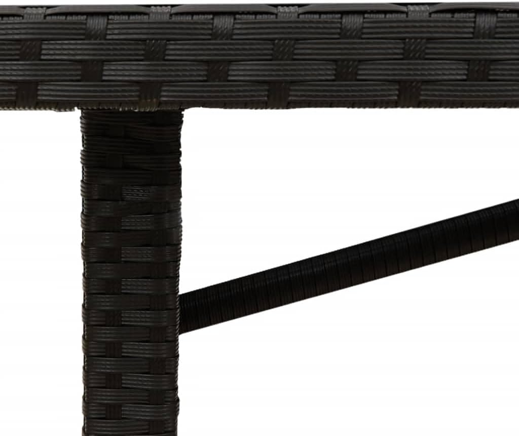 Modern Rectangular Garden Coffee Table Black with Acacia Wood Top Powder-Coated Steel Frame 74.8x31.5 in Patio Furniture Outdoor Table for Terrace and Indoor Use