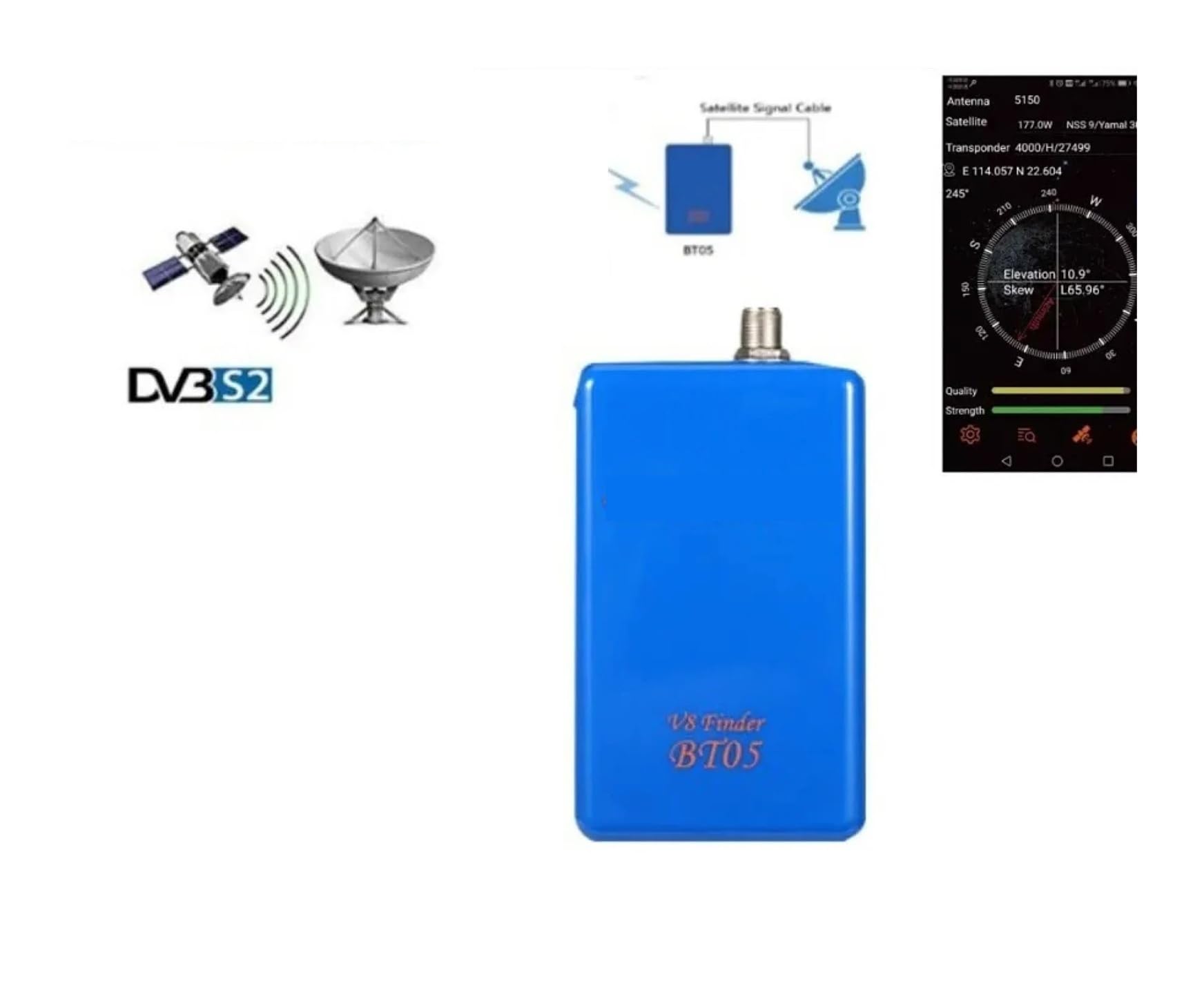 Récepteur satellite V8 Finder prend en charge la batterie LI-on 1080P à l'intérieur du chercheur numérique Satellite DVB-S2 pour antennes de systèmes de réception à distance