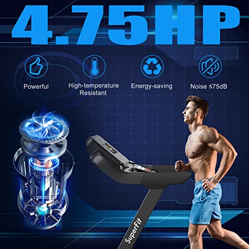Image of Goplus 4.75HP Folding Treadmill with 15% Auto Incline and APP, Commercial Heavy Duty Superfit Treadmill with 20 Preset Programs, Bluetooth Speaker, Soft Drop System, Pause, Running Machine for Home