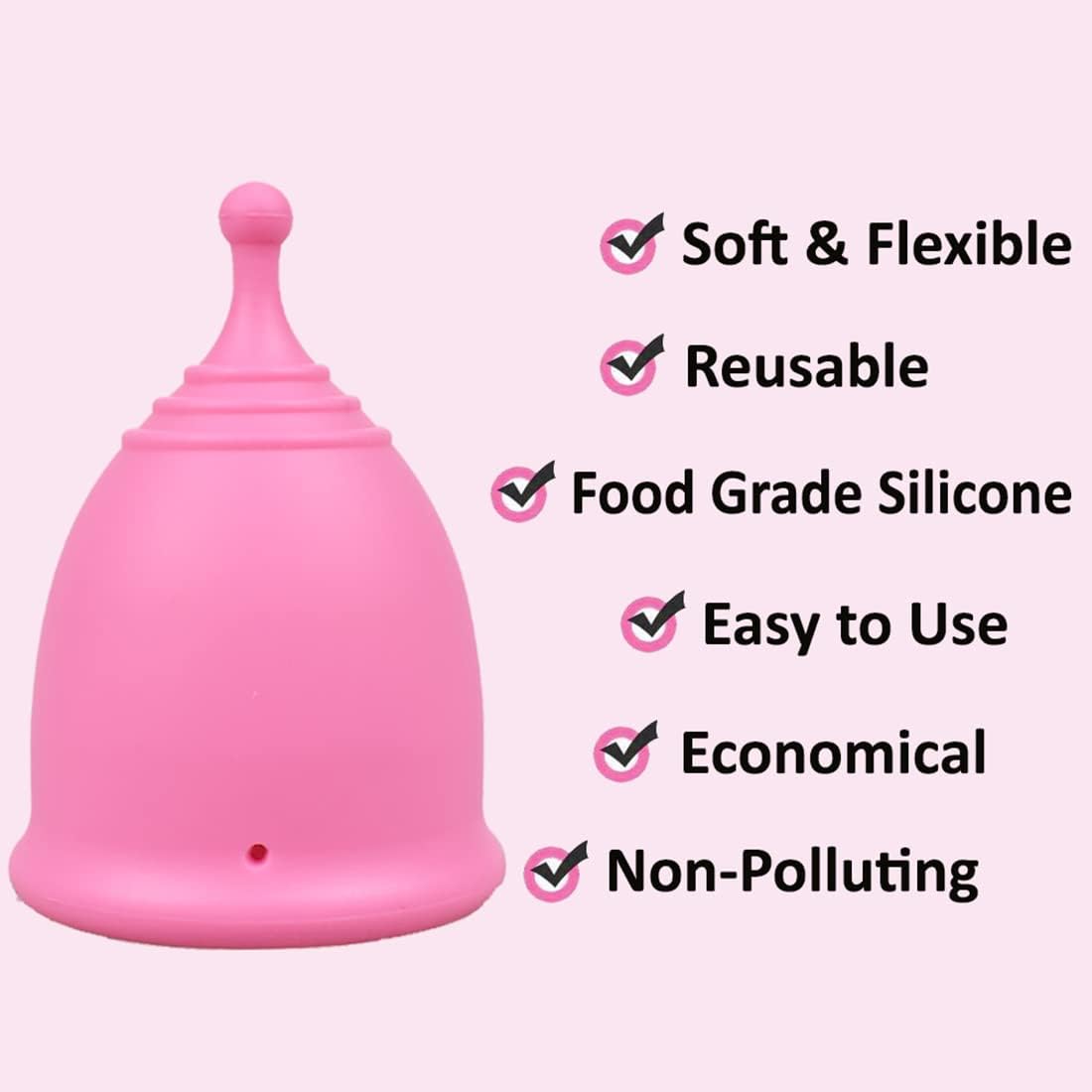 SHORDY Menstrual Cups (Large), Single Pack with Box, Soft & Flexible, Copa Menstrual Kit for Women Upto 12 Hours of Comfort, Eco-Friendly & Safer Alternative to Disc Pads Tampons (Pink)