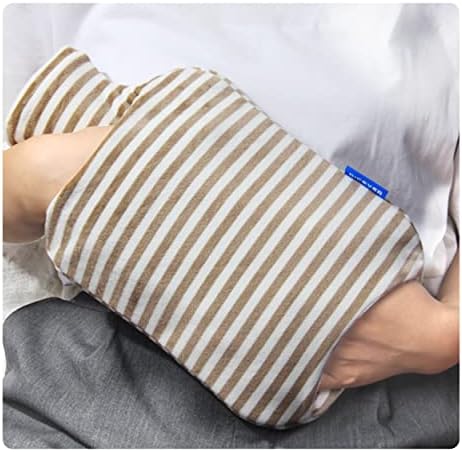 DICEVER Hot Water Bottle, 2L Hot Water Bag with Cover, Warm Water Bag with Hand Pocket, Brown