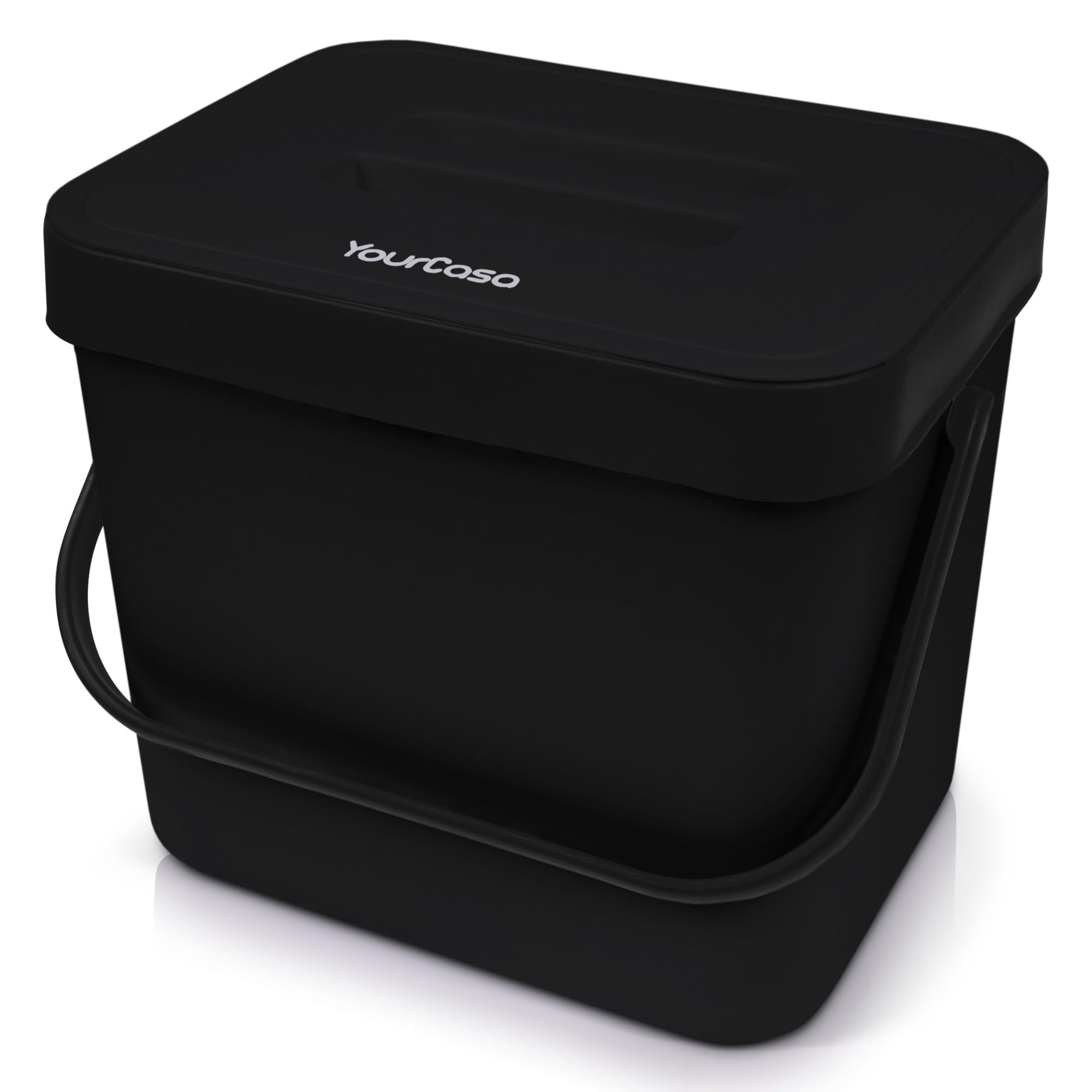 YourCasa® Poubelle de cuisine 7L à suspendre - Passoire à compost - Passe au lave-vaisselle - Anti-odeurs (noir)
