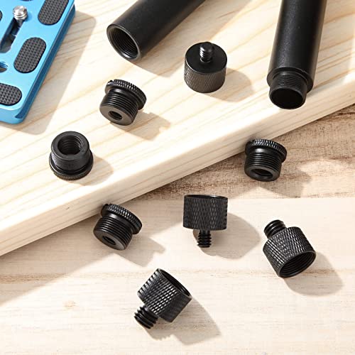 8 Pieces Mic Stand Adapter Mic Thread Adapter Set, 5/8 Female To 3/8 Male And 3/8 Female To 5/8 Male, 5/8 Female To 1/4 Male And 1/4 Female To 5/8 Male Screw Adapter Thread For Microphone (Black) #TOP2