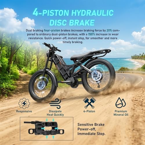 eAhora 2026 Romeo Pro 3 6000W 52Mph High-Torque Ebike, 60V 80Ah 300 Mile Long Range Electric Bike for Adults, Adjustable Air Suspension, 26'' Puncture-Proof Tire, UL 2849 Certified by TÜV image 19