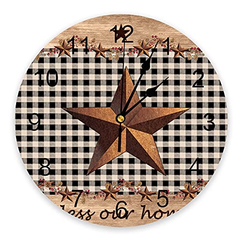Wall-Clock-10-Inch-Silent-Non-Ticking-Western-Texas-Star-and-Primitive-Berry-Country-4th-of-July-Round-Decorative-Clock-for-Living-Room-Bedroom-Kitchen-School-Easy-to-Read-Battery-Operated-Mute-Clock Wall Clock 10 Inch Silent Non Ticking Western Texas Star and Primitive Berry Country 4th of July Round Decorative Clock for Living Room Bedroom Kitchen School Easy to Read Battery Operated Mute Clock