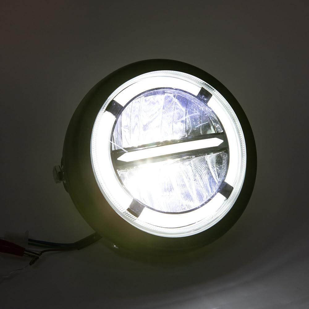 Faro anteriore a LED da moto, 6,46 pollici, per Cafe Racer Bobber Chopper con DRL