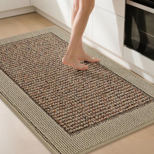 BEQHAUSE Kitchen Rugs 32"x48" Non-Slip Washable Taupe