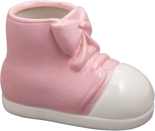 Fox Valley Traders Heirloom - Botín de bebé, zapato clásico de recuerdo, cerámica, rosa