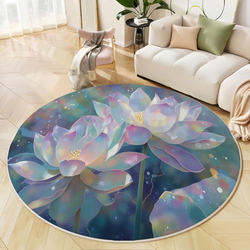 Tapis rond poil bas lavable 120cm résistant aux taches de cuisine - 3