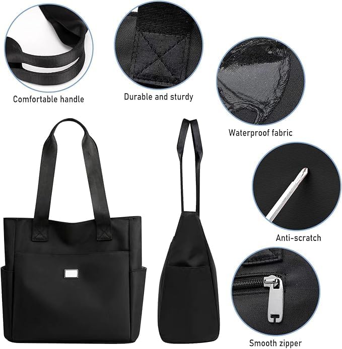 DRAYA DEAL'S Nylon Tote Shoulder Bag with Double Handles, Lightweight Waterproof Shoulder Bag, Women's Large Capacity Top Handle Handbags, Nylon Tote Bag for Gym, Work, School[multicolor]