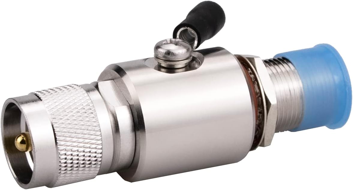 UHF Lightning Arrestor PL-259 Lightning Surge Protector UHF Male to Female Bulkhead for HAM Radio Gear，CB Ham Two-Way Base Stations