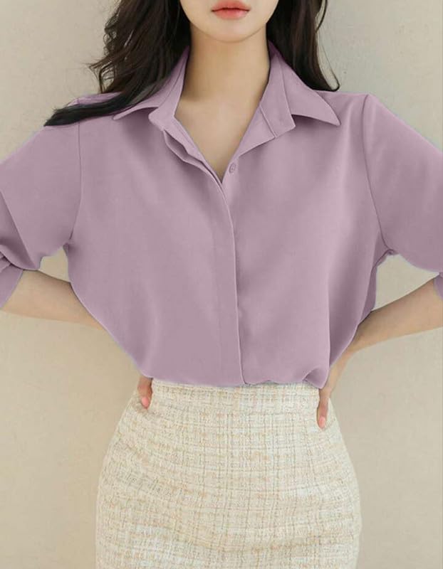 Image of Women's Regular Fit Korean Style Shirts | Stylish Western Shirt with Concealed Placket | Casual & Office Wear Shirt for Women