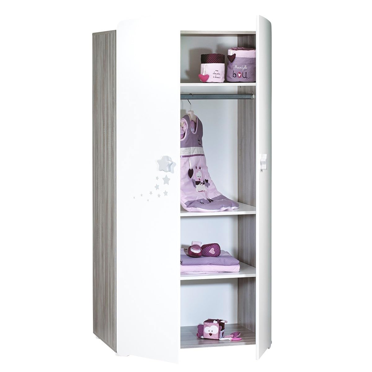 BabyPrice Armadio a 2 ante per bambini 175x85x56 cm legno bianco