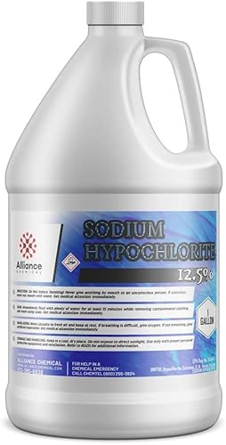 Hipoclorito de Sodio 12.5% - Cloro de piscina y blanqueador para tratamiento de agua - 1 galón - Alta pureza - Alliance Chemical
