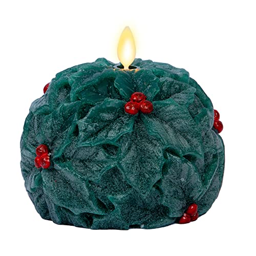 Image of Luminara - Flameless Holiday Crystal Beads Glitter Sphere Candle - Chalky Green - Pack of 1-4x4.25 - Auto Timer Built-in 5-Hour Timer Indoor Use