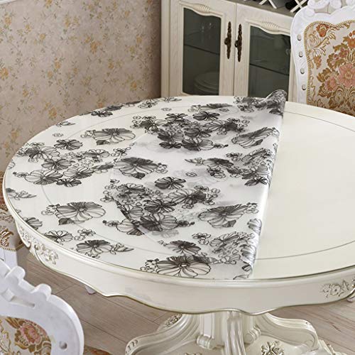 Nappe ronde de salon au motif fleur blanche en PVC pour de chaleureux repas