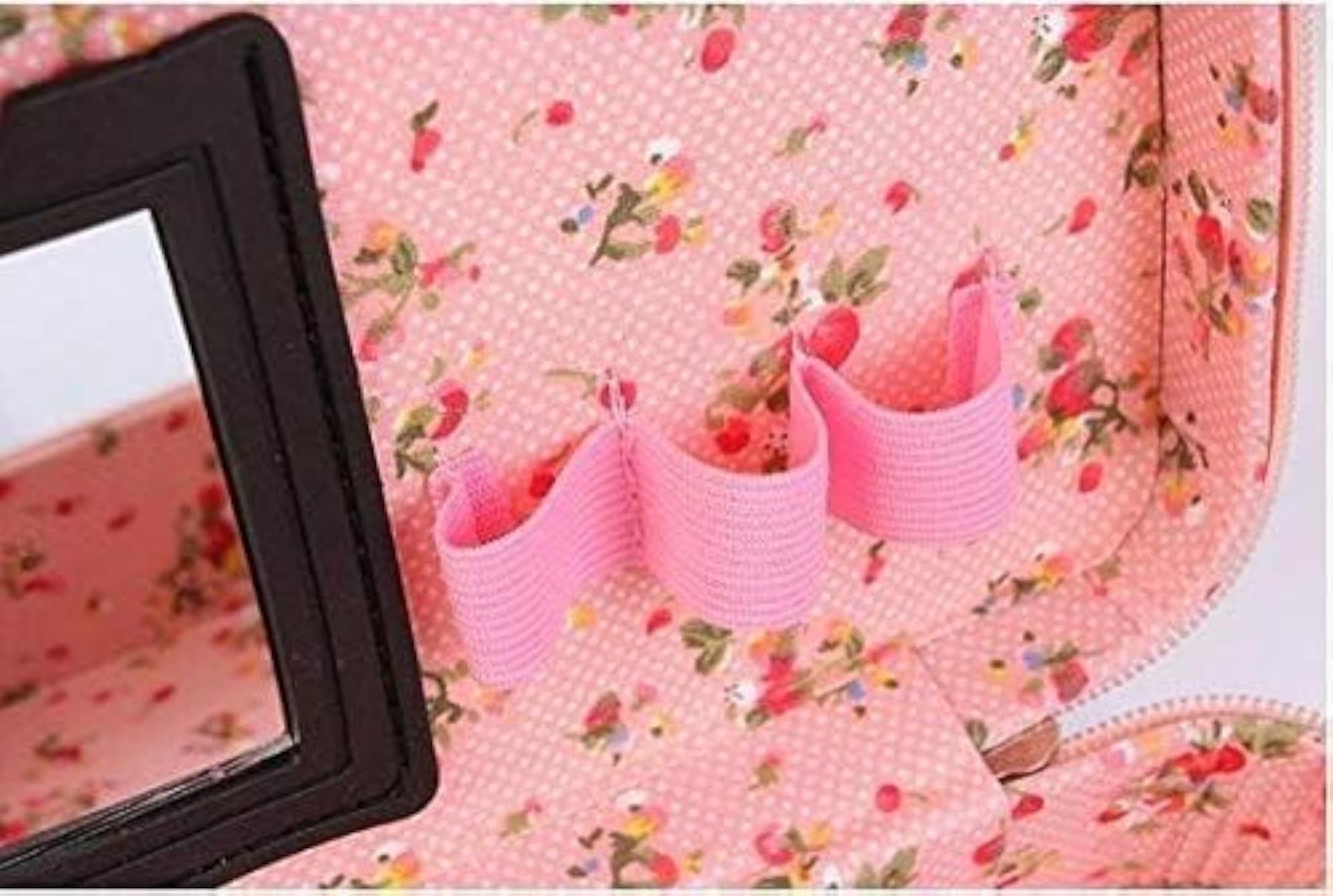 Travel Cosmetic Bag PU Leather Makeup Organizer with Mirror