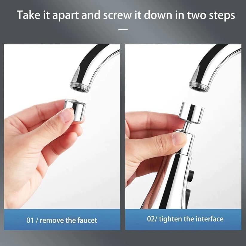 Image of Chicvine 360 Rotatable Faucet Aerator - Infinity 3-Mode Dual Flow Kitchen Sink Sprayer with Movable Swivel Head Round Button Screw Spray Pushing Technology