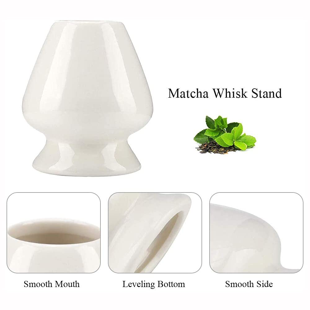 ANCLLO Matcha Whisk Stand Ceramic for Bamboo Matcha Chasen for Tea Set Accessories (White) - Image 3