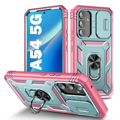 Coque Samsung Galaxy A54 5G antichoc militaire PASNEW avec protection caméra bague métal rose