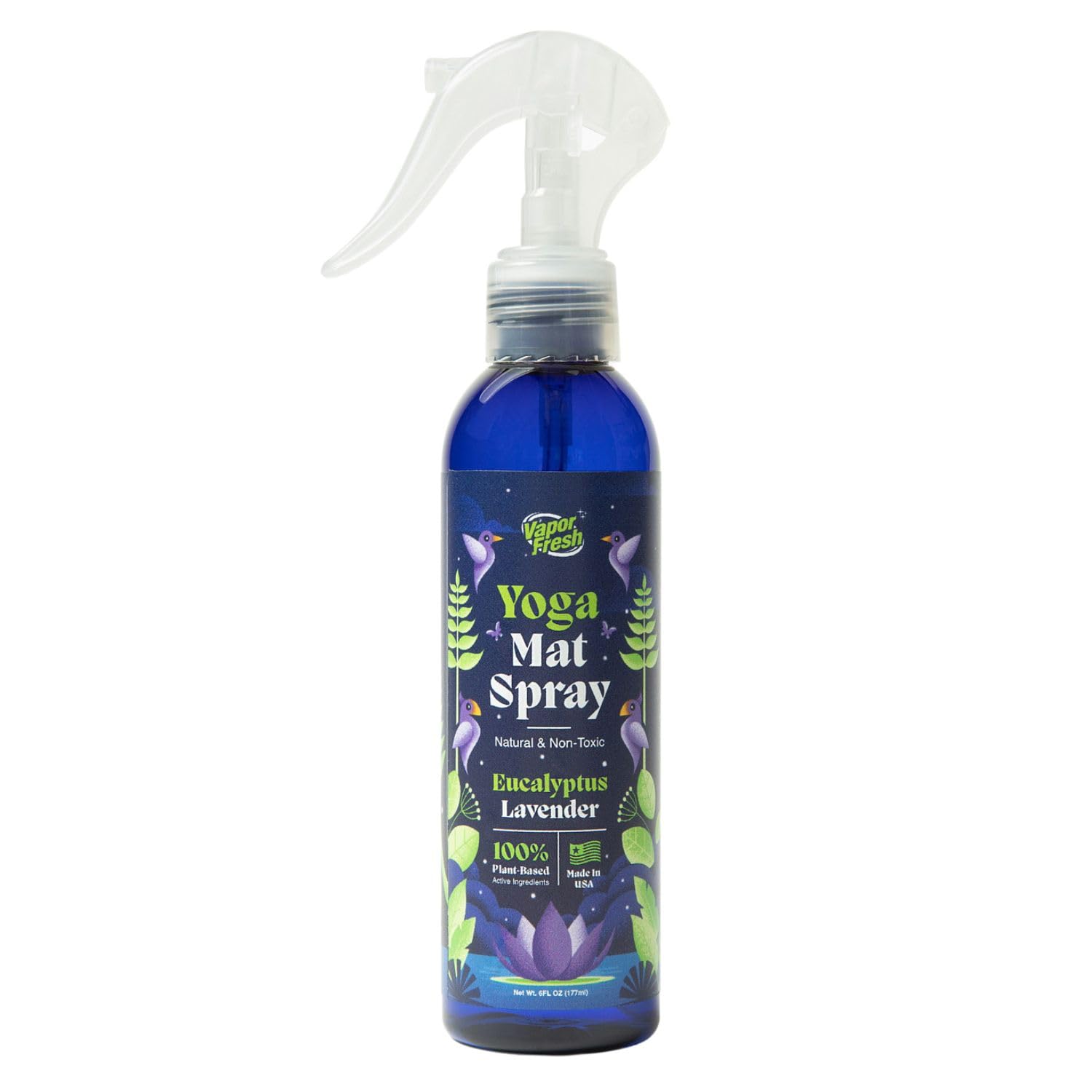 Vapor Fresh Yoga Mat Cleaner Spray 6oz Eucalyptus Lavender - For Yoga Blocks Mats Straps and More -