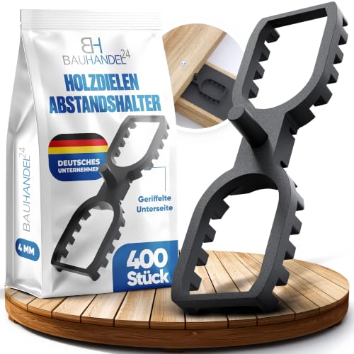 Bauhandel24-400 Stück Terrassendielen Abstandhalter 4 mm Fugenbreite gleichmäßige Fugen bei Holzterrassen Terrassenbau Distanzhalter
