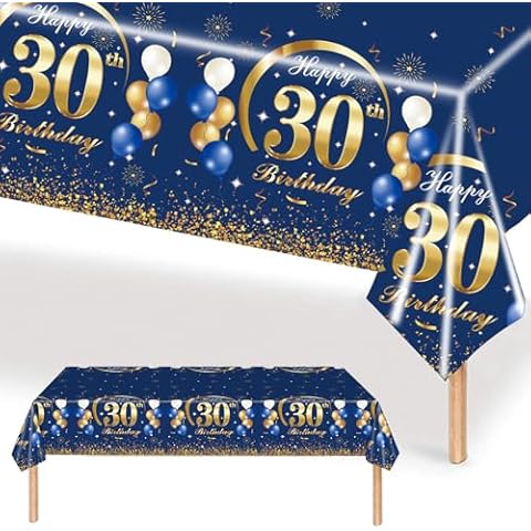 MORAINJAY Navy Blue Birthday Tablecloth for 30 Cover
