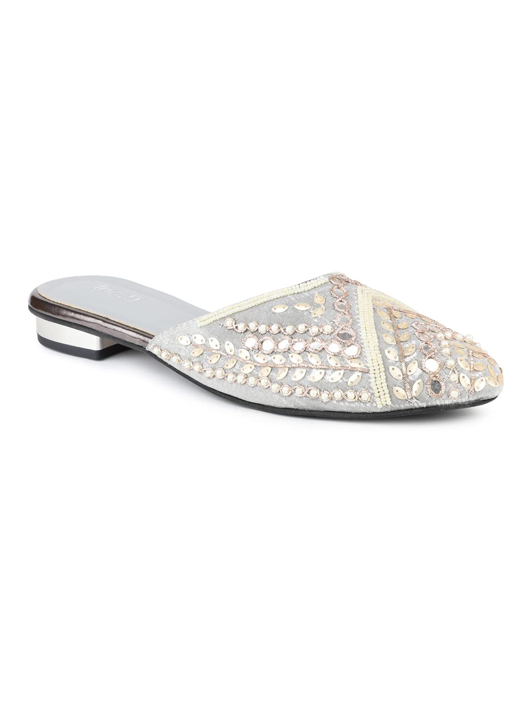 Women Gun Metal Ethnic Block Mules-image-36