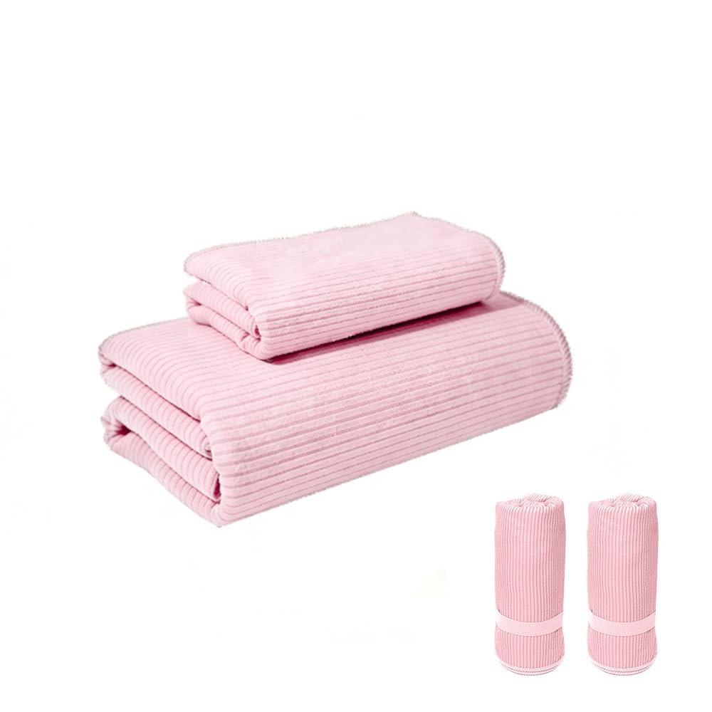 Oaygat Microfibre Towel Set with 1 large bath towel (130 x 80 cm) and 1 small hand towel (80 x 60 cm) Soft lightweight quick-drying and space-saving great for beach sports gym swimming camping