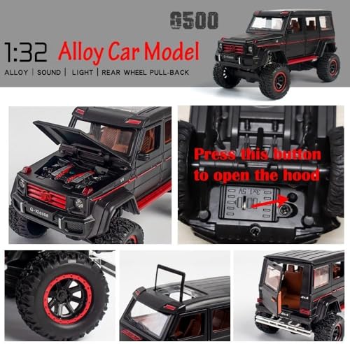 Image of PLUSPOINT Diecast Gwagon G-500 Off Road Toy Car 1:32 Scale Model,Pull Back Vehicles Alloy Simulation Supercar with Lights and Sound Also for Car Dashboard,Kids,Adult