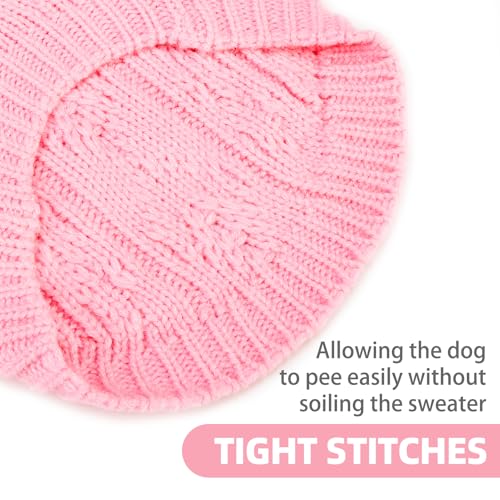 Image of PUPTECK Dog Sweater, Turtleneck Warm Knitted Pullover Coat, Thick Cable Knitwear Clothes in Winter, Pet Apparel Outfits for Small Medium Dogs, for Cold Weather Indoor & Outdoor, Pink M
