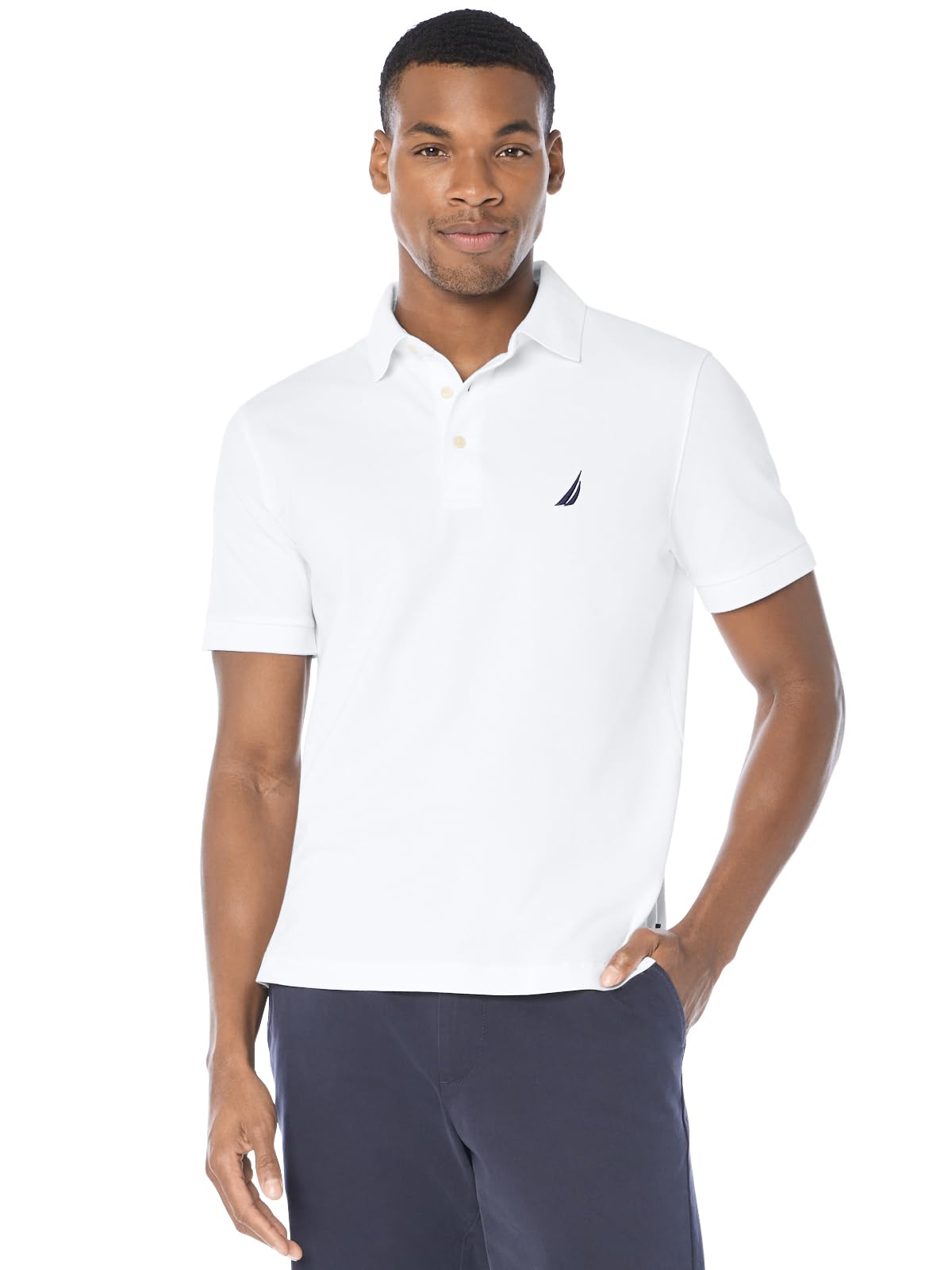 Men's Short Sleeve Solid Stretch Cotton Pique Polo Shirt