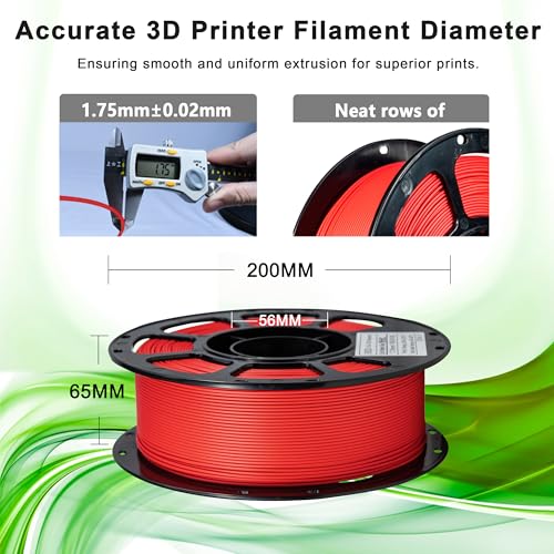 Image of iBOSS Matte PLA+ 3D Printer Filament 1.75mm, Matt Surface & Low Warping Filament 1kg Spool (2.2 lbs), Accuracy + /- 0.02 mm, 3D Printing Filament Fit Most FDM Printers (Matte Red)