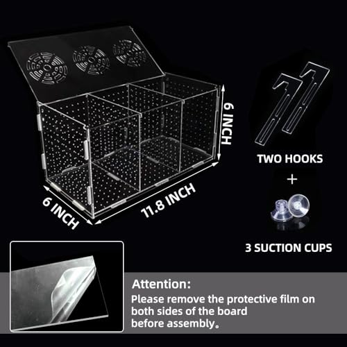 JOBEDE Fish Breeding Box, Acrylic Isolation Box Separator for Aquarium Hatchery Incubator with Suction Cups for Baby Fish Shrimp Clownfish (11.8 * 5.9 * 5.9 inch)