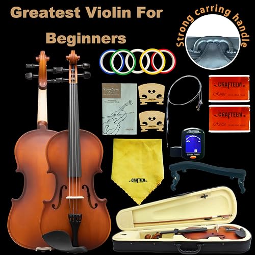 image for Crafteem Handcrafted Premium Violin Outfit for Kids Beginner, Student,