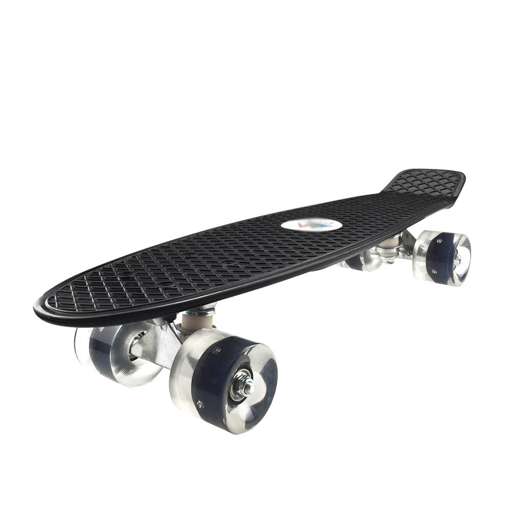 Mini Cruiser Skateboard Tabla Completa Retro 22" 56 cm Tabla de Skate Vintage con Tabla de Plástico con PU Rueda Flash Rodamientos ABEC-7 para Adultos Niños Niños Niñas