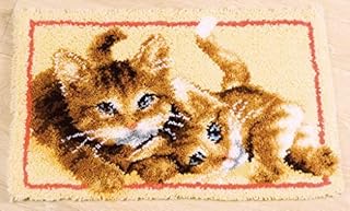 Myriad Choices Latch Hook Kits, DIY Latch Hook Kitten Rug Kits for Beginners Adults Kids, Kitten Home Rug Making Kits Needlework, Latch Hook Crafting Kits for Home Decor 50 X 38 cm(Cat-ZD82)