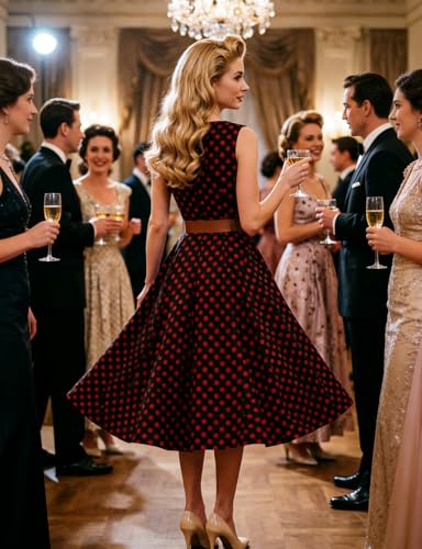 Image of Simple Flavor Women's Vintage Dress Sleeveless O-Neck Party Cocktail Dress