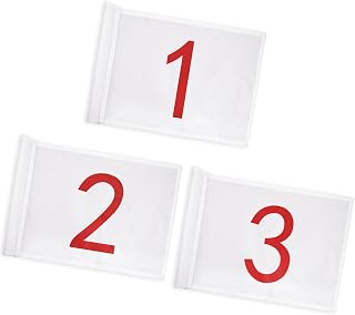 Nuenen 3 Pcs Numbered Large Golf Flags with Tube Inserted 13 x 20 Inch Oversize Putting Flags Golf Pin Flags 420D Nylon Flag for Yard Indoor Outdoor Backyard Garden