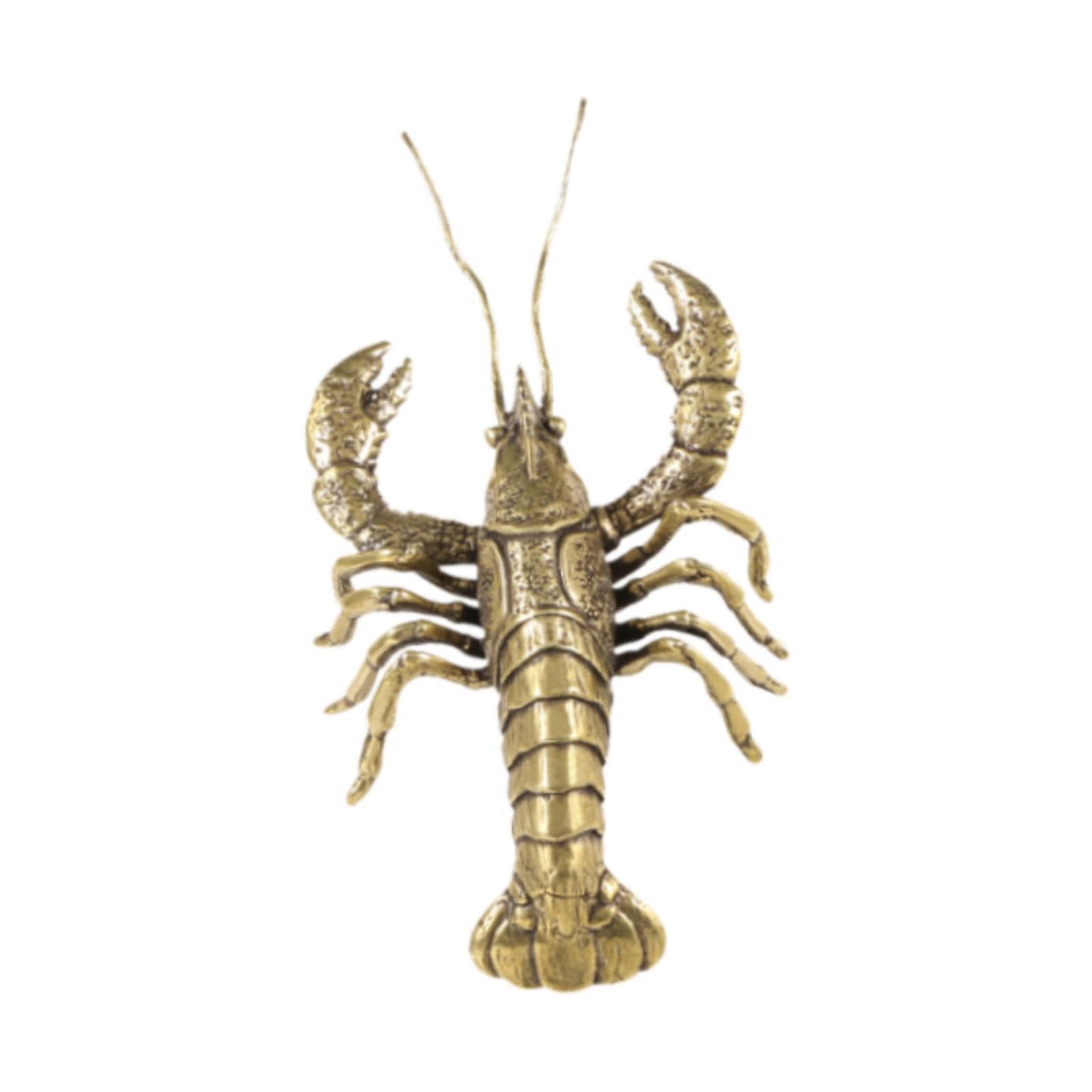 PIXZCSA Statuetta di aragosta in ottone in stile cinese d'epoca per camera da letto d'albergo, regalo da collezione, finitura antica, vetrine ricche