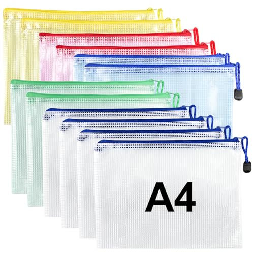 Lot De 15 Pochettes Documents Zippées A4 A5 A6 PVC Transparentes - Sacs Mesh Imperméables