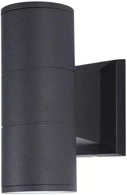 HUANG G&T LED outdoor wall light waterproof up-down GU10 lamp black Aluminum body for Garden, Landscape, Yard, Porch, Patio, Garage, Pool (BLACK ROUND WITH GU10 LAMP, 6.5 * 16CM)