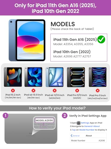 Image of typecase Touch iPad 11th 10th Generation Case with Keyboard (11 inch 2025, A16 & 10.9 inch 2022) - 360 Rotatable, 11-Color Backlit, Multi-Touch Trackpad, Pencil Holder, Thin & Light - Light Purple