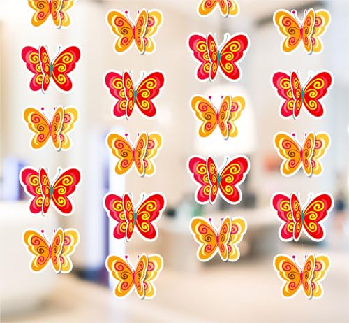Image of 3D Butterfly Frills Garland Series Ladi for Birthday Party Decorations | Butterfly Theme Decoration for Girls | Paper Party Decor for Wall, Events, Baby Shower - Pack of 4 (Multicolor)