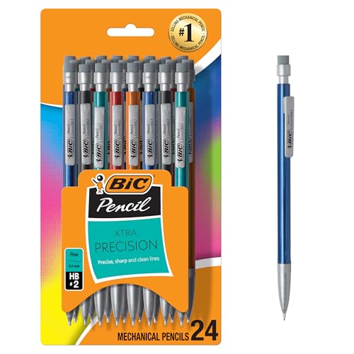 BIC Xtra-Precision Mechanical Pencils with Erasers, Fine Point (0.5mm), 24-Count Pack...