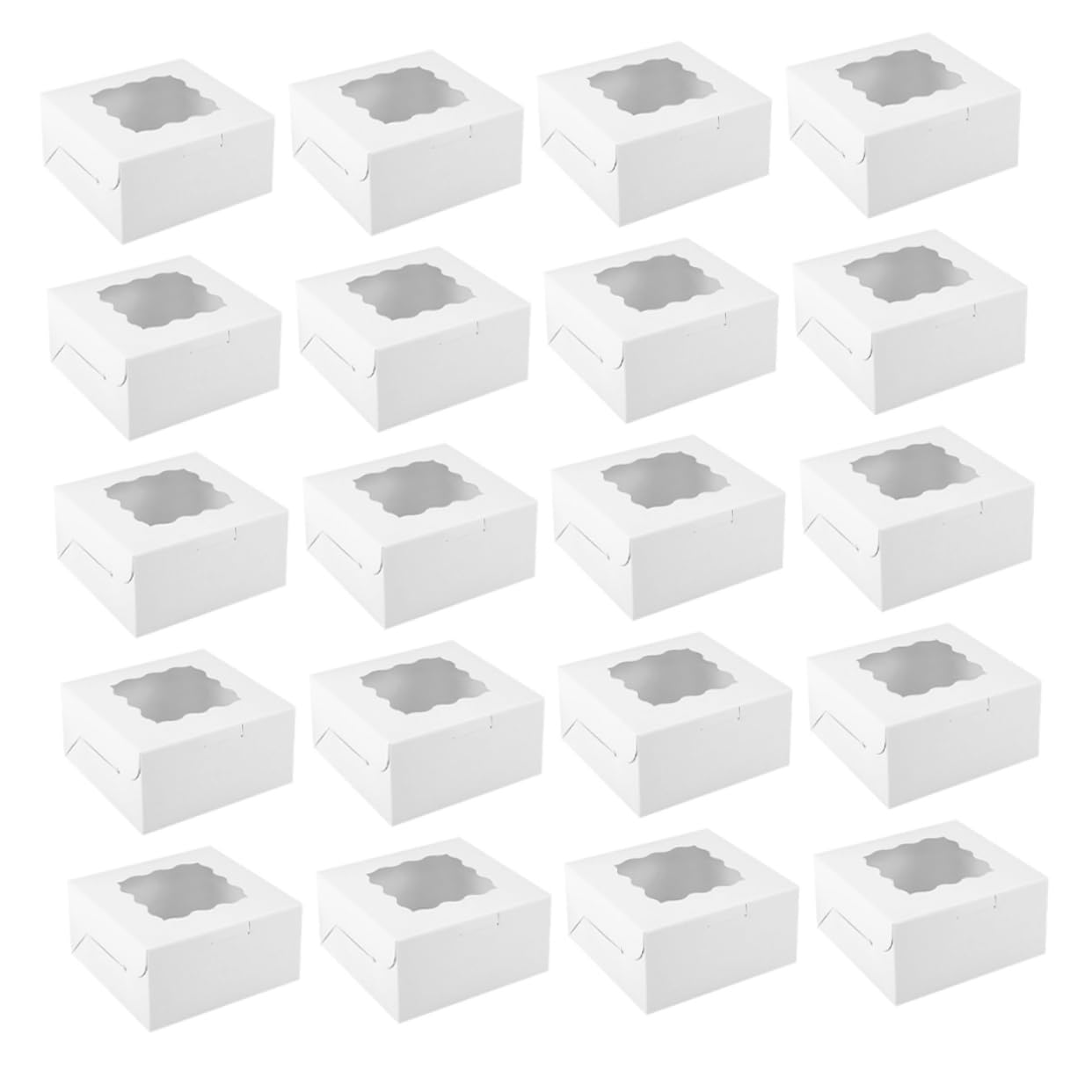 Zerodeko 50pcs Treat Boxes with Window for Cupcakes Muffins and Desserts Sturdy Easy to Transport Packaging for Charcuterie Events and Holiday Celebrations