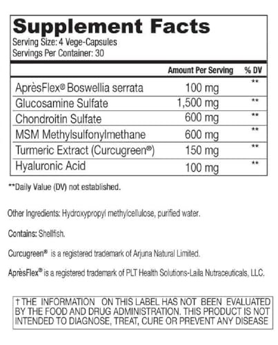 Image of Flexicil Advanced Joint Mobility & Support | Glucosamine, Chondroitin, MSM, Hyaluronic Acid, Turmeric, Boswellia | Broad-Spectrum Bio-Enhanced Ingredients | 120 Vege-Capsules | 30-Day Supply