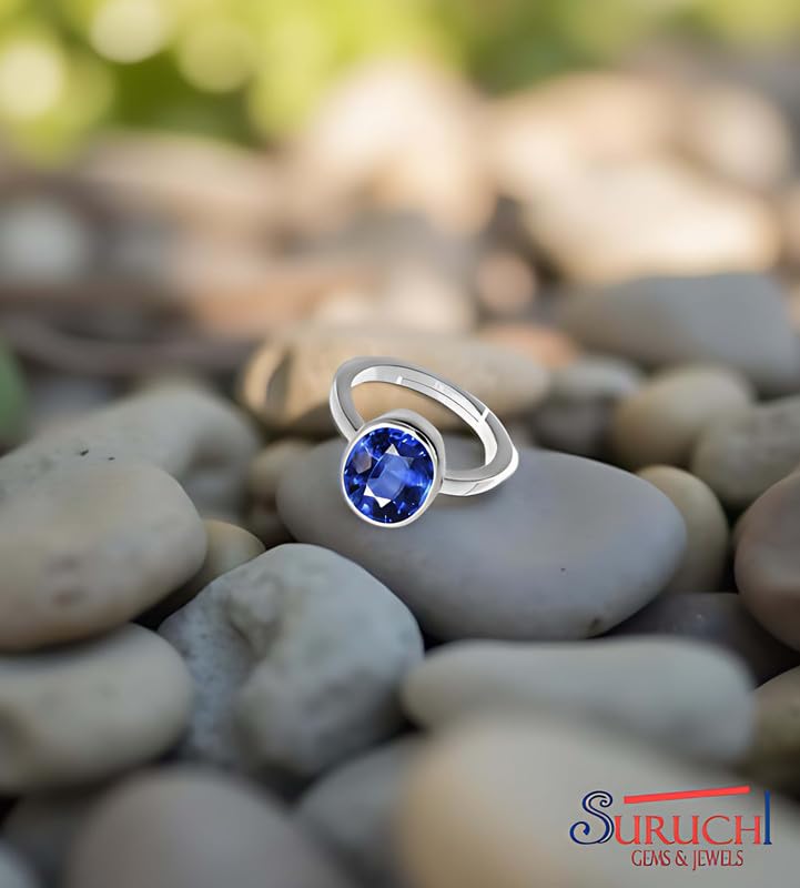 Bague saphir bleu neelam argent 925 ajustable à votre taille