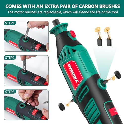 HYCHIKA 180W Rotary Tool, Variable Speed Rotary Tool Kit with Flex Shaft, 173pcs Accessories Kit & 8000-35000RPM Multi-Tool, Perfect for Cutting, Detail Sanding, Engraving, Wood Carving, and Polishing - image 6